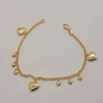 Brand New Brazilian 18k Gold Filled Multi Heart Anklet