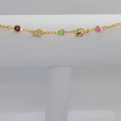 Brand New Brazilian 18k Gold Filled 2 Elephants w/ beaded colors anklet