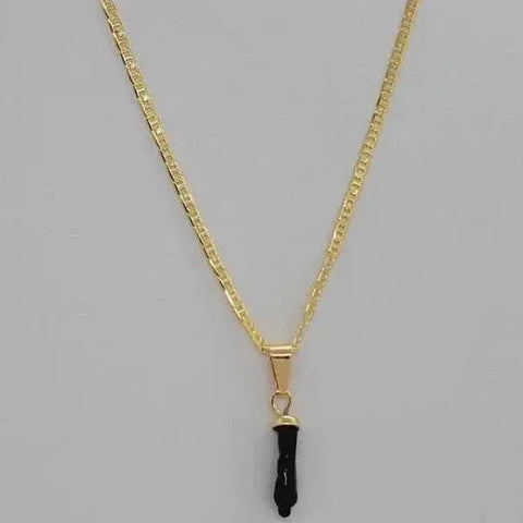 Brand New Brazilian 18k Gold Filled Figa Hand Necklace (Azabache)