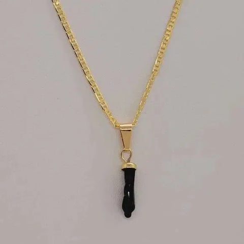 Brand New Brazilian 18k Gold Filled Figa Hand Necklace (Azabache)