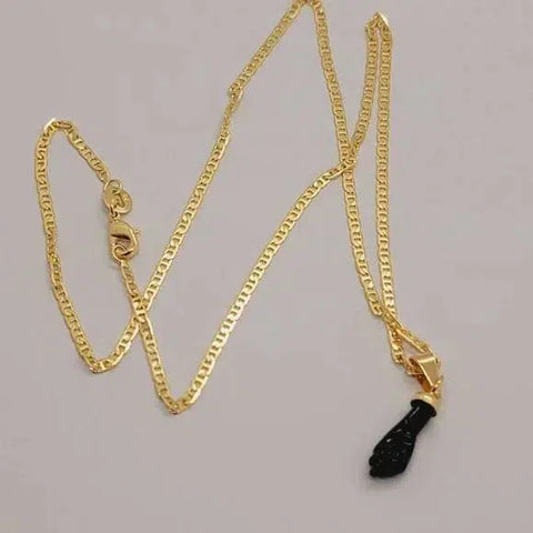 Brand New Brazilian 18k Gold Filled Figa Hand Necklace (Azabache)