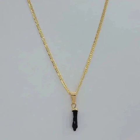 Brand New Brazilian 18k Gold Filled Figa Hand Necklace (Azabache)