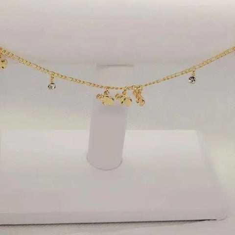 Brand New Brazilian 18k Gold Filled Elephants with Gems Anklet