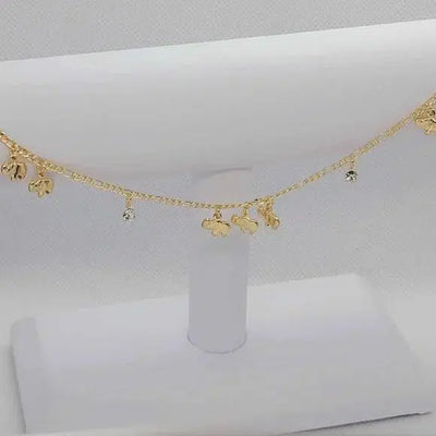 Brand New Brazilian 18k Gold Filled Elephants with Gems Anklet