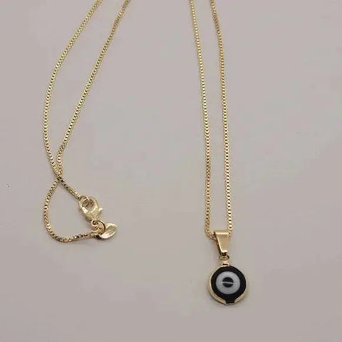 Brand New Brazilian 18k Gold Filled Black Evil Eye Necklace