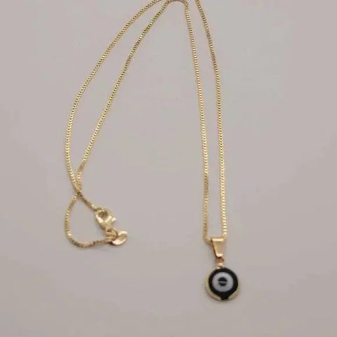 Brand New Brazilian 18k Gold Filled Black Evil Eye Necklace