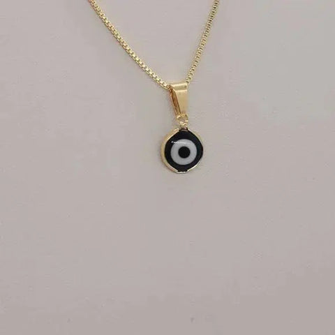 Brand New Brazilian 18k Gold Filled Black Evil Eye Necklace