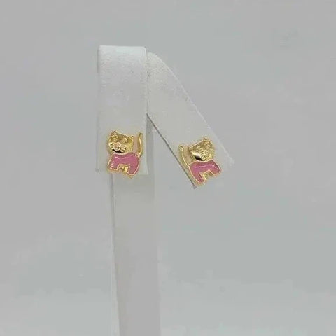 Brand New Brazilian 18k Gold Filled Pink Cats Earrings