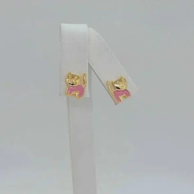 Brand New Brazilian 18k Gold Filled Pink Cats Earrings