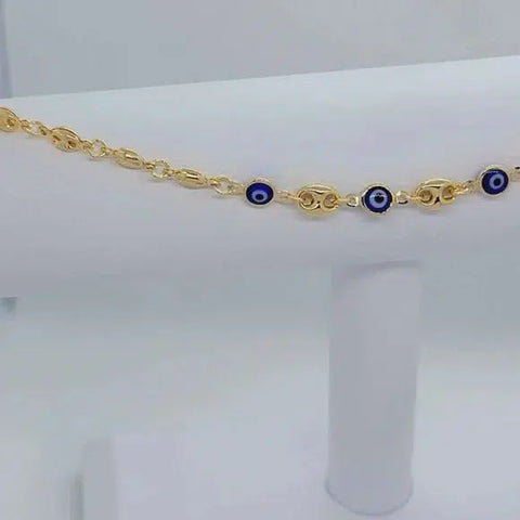 Brand New Brazilian 18k Gold Filled Blue Evil Eye Anklet