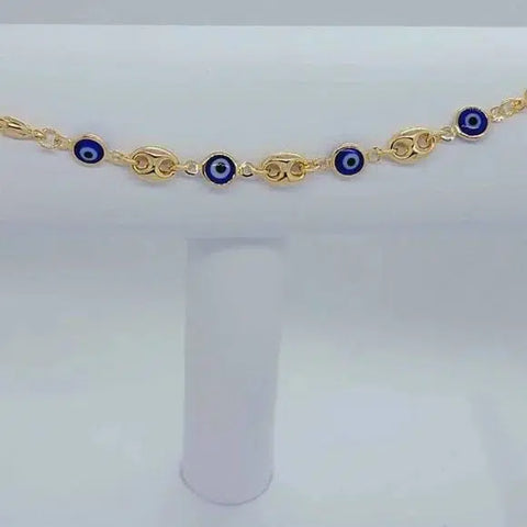 Brand New Brazilian 18k Gold Filled Blue Evil Eye Anklet