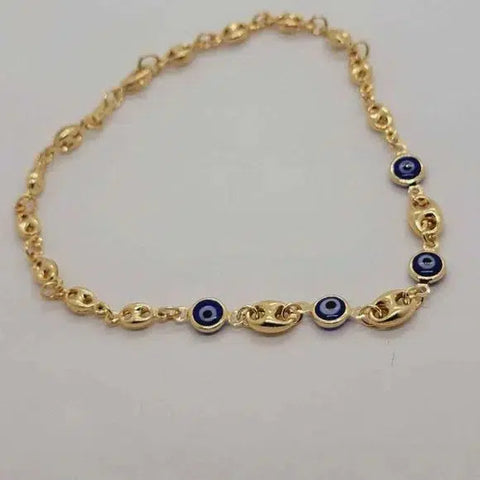 Brand New Brazilian 18k Gold Filled Blue Evil Eye Anklet