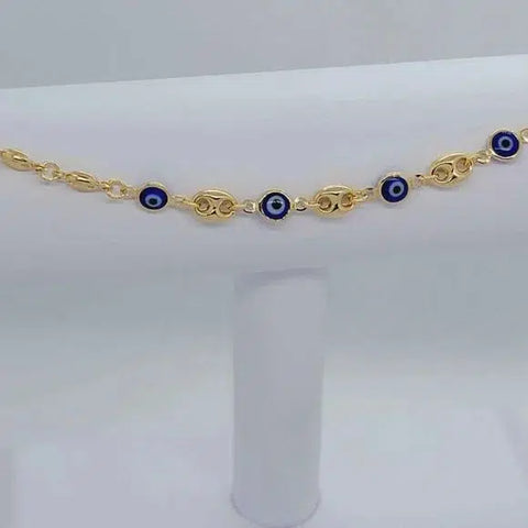 Brand New Brazilian 18k Gold Filled Blue Evil Eye Anklet