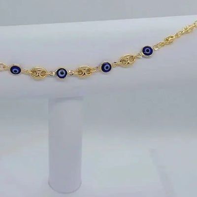 Brand New Brazilian 18k Gold Filled Blue Evil Eye Anklet