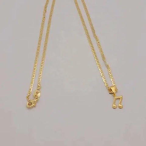 Brand New Brazilian 18k Gold Filled Music Note Necklace  Necklace