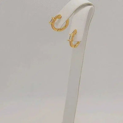 Brand New Brazilian 18k Gold Filled Earrings with cubic zirconia stones and gem