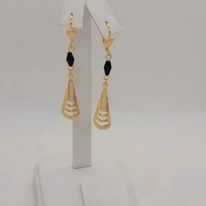 Brand New Brazilian 18k Gold Filled black Beaded Earrings