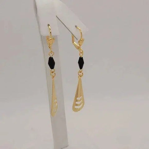 Brand New Brazilian 18k Gold Filled black Beaded Earrings