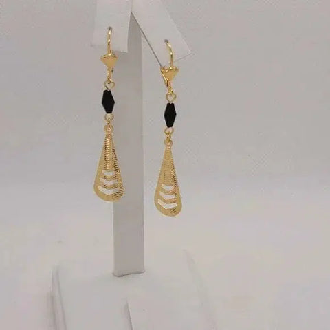 Brand New Brazilian 18k Gold Filled black Beaded Earrings