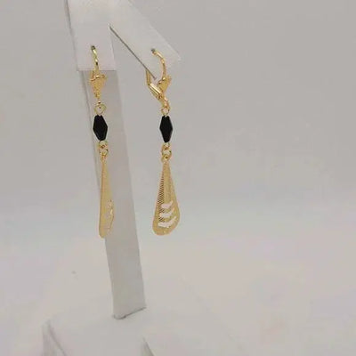 Brand New Brazilian 18k Gold Filled black Beaded Earrings