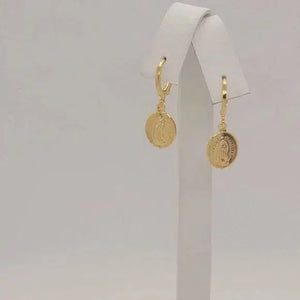 Brand New Brazilian 18k Gold Filled Virgen De Guadalupe Earrings