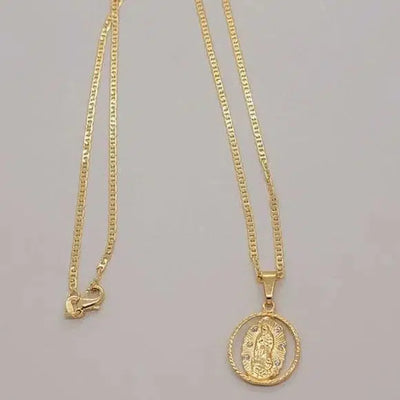 Brand New Brazilian 18k Gold Filled Virgen De Guadalupe Necklace