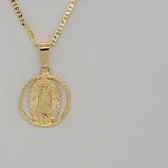 Brand New Brazilian 18k Gold Filled Virgen De Guadalupe Necklace