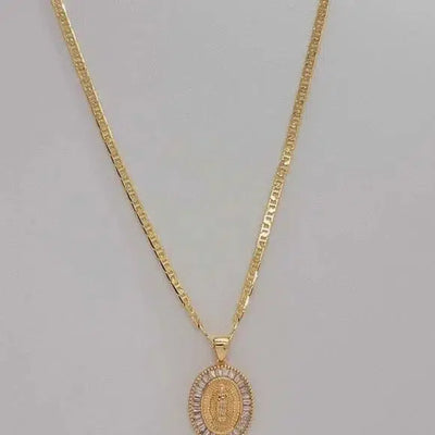 Brand New Brazilian 18k Gold Filled Virgen De Guadalupe Necklace