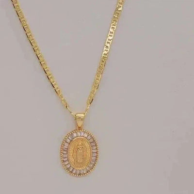 Brand New Brazilian 18k Gold Filled Virgen De Guadalupe Necklace