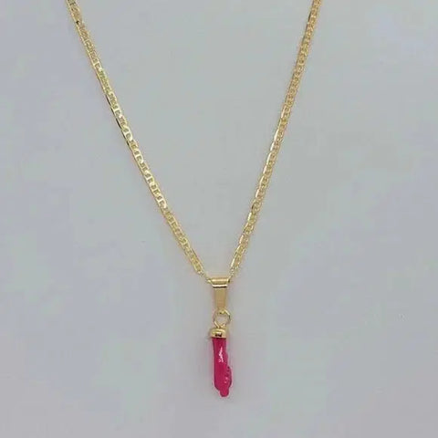 Brand New Brazilian 18k Gold Filled Pink Figa Hand Necklace  (AZABACHE)