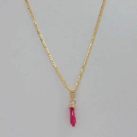 Brand New Brazilian 18k Gold Filled Pink Figa Hand Necklace  (AZABACHE)