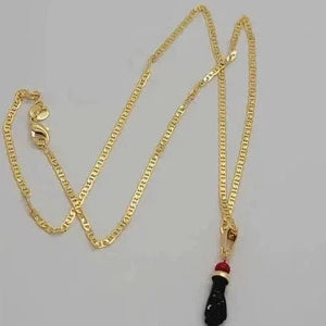 Brand New Brazilian 18k Gold Filled Azabache ( Figa Hand) Necklace