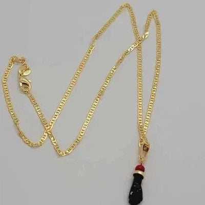 Brand New Brazilian 18k Gold Filled Azabache ( Figa Hand) Necklace