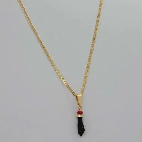 Brand New Brazilian 18k Gold Filled Azabache ( Figa Hand) Necklace