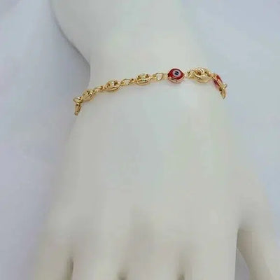 Brand New Brazilian 18k Gold Filled Red Evil Eye Bracelet