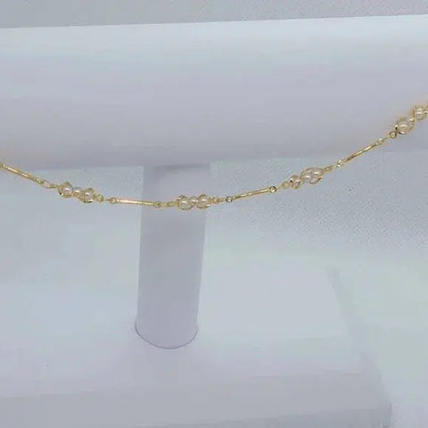 Brand New Brazilian 18k Gold Filled Multi White Pearl Anklet