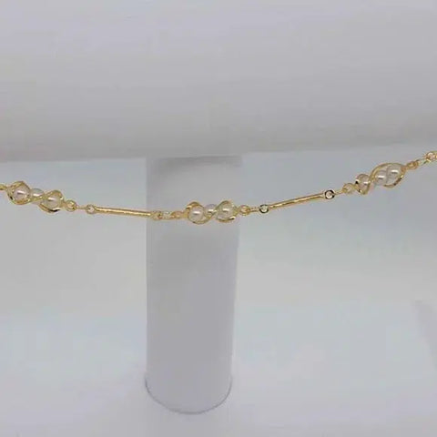 Brand New Brazilian 18k Gold Filled Multi White Pearl Anklet