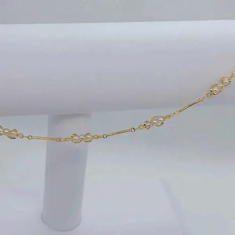 Brand New Brazilian 18k Gold Filled Multi White Pearl Anklet