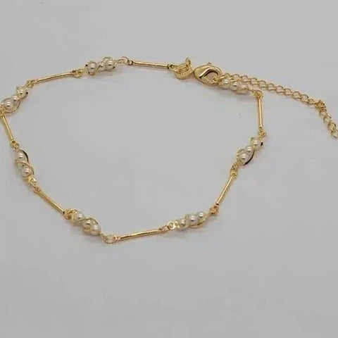 Brand New Brazilian 18k Gold Filled Multi White Pearl Anklet