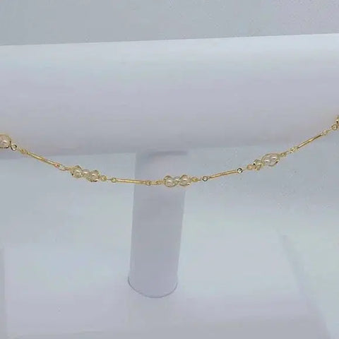 Brand New Brazilian 18k Gold Filled Multi White Pearl Anklet