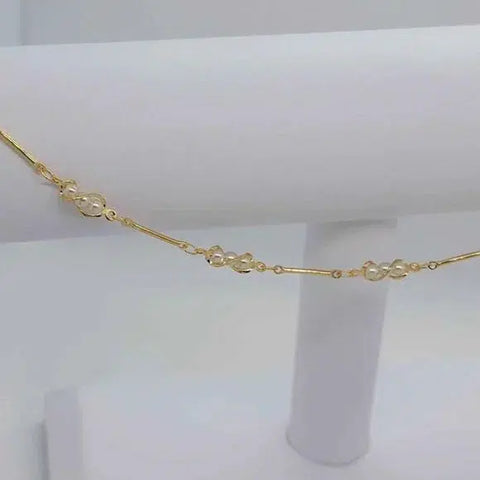 Brand New Brazilian 18k Gold Filled Multi White Pearl Anklet