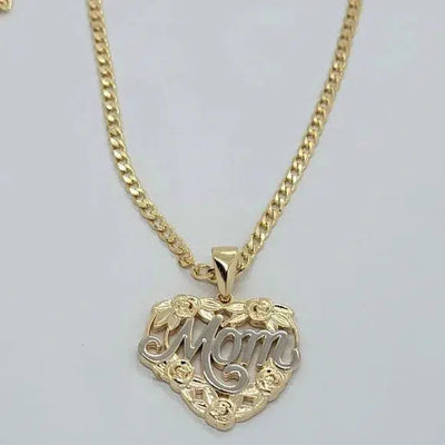 Brand New Brazilian 18k Gold Filled Heart ''MOM" Necklace