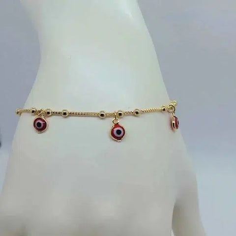 Brand New Brazilian 18k Gold Filled Red Evil Eye Bracelet