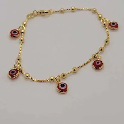 Brand New Brazilian 18k Gold Filled Red Evil Eye Bracelet