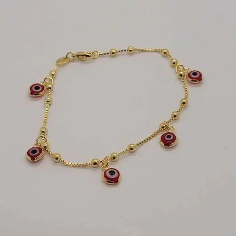 Brand New Brazilian 18k Gold Filled Red Evil Eye Bracelet