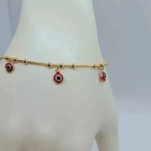 Brand New Brazilian 18k Gold Filled Red Evil Eye Bracelet