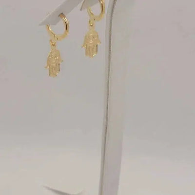 Brand New Brazilian 18k Gold Filled Hamsa Earrings