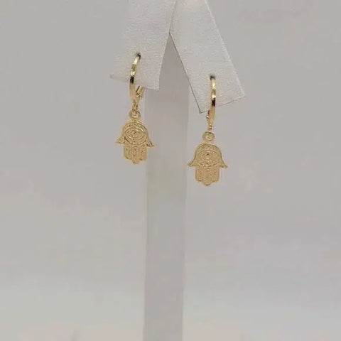 Brand New Brazilian 18k Gold Filled Hamsa Earrings