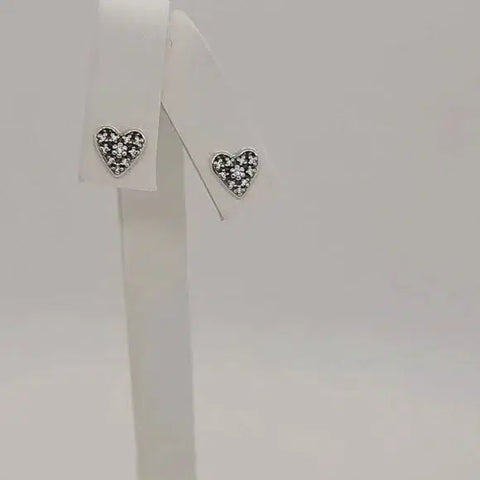 Brand New Sterling Silver 925 Heart Earrings with cubic zirconia stones