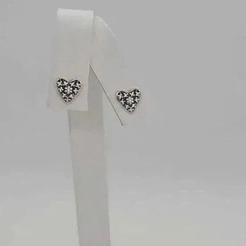 Brand New Sterling Silver 925 Heart Earrings with cubic zirconia stones